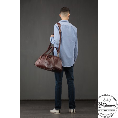 Кожаная дорожно-спортивная сумка "Дональд" (рыжий антик)