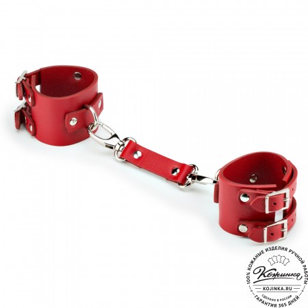 Кожаные наручники "Isold" (красные)