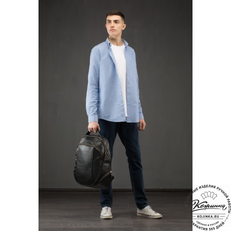 Кожаный рюкзак "Ланселот" (синяя гладкая кожа)