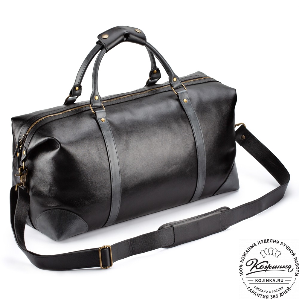 Кожаная дорожная сумка "Магнум" (чёрная)