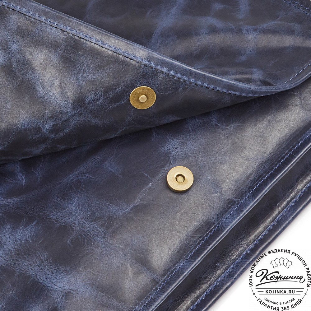 Кожаная сумка "Винсент" (синий  антик)