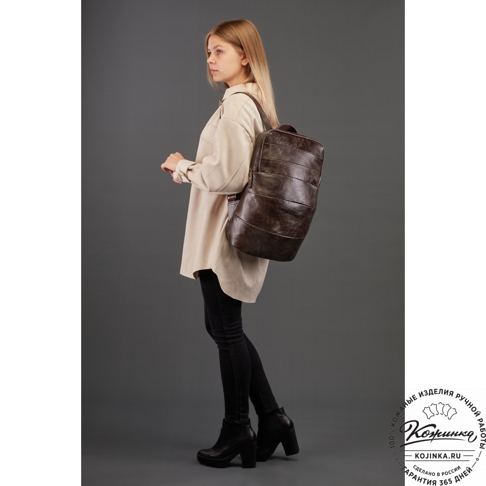 Кожаный рюкзак "Беверли" (рыжий)