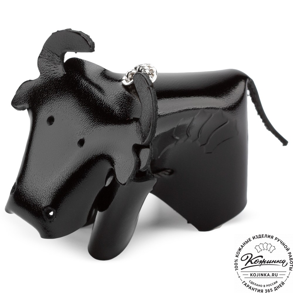 Кожаный брелок "Бычок" (чёрный)