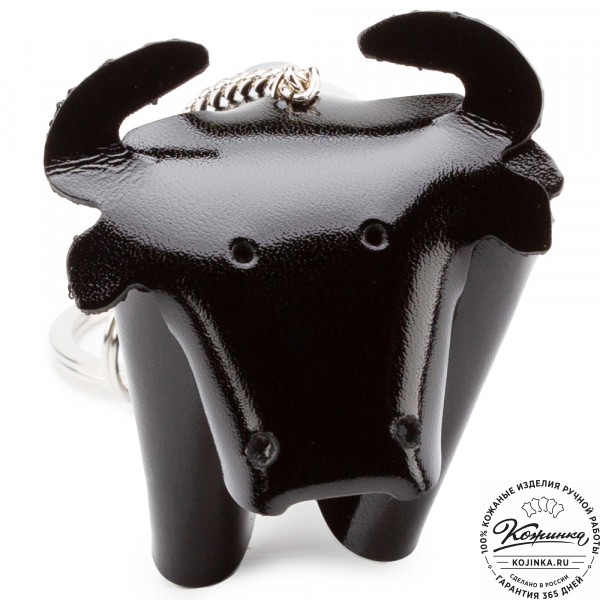 Кожаный брелок "Бычок" (чёрный). фото 1