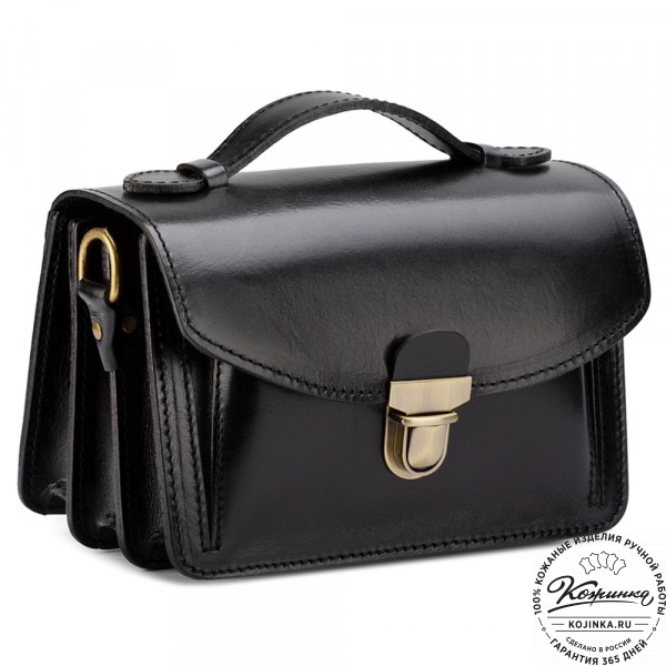Кожаная барсетка "БС-Б1" (черная). фото 1