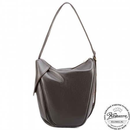 Кожаный рюкзак-сумка "Микки" (тёмно-коричневый)