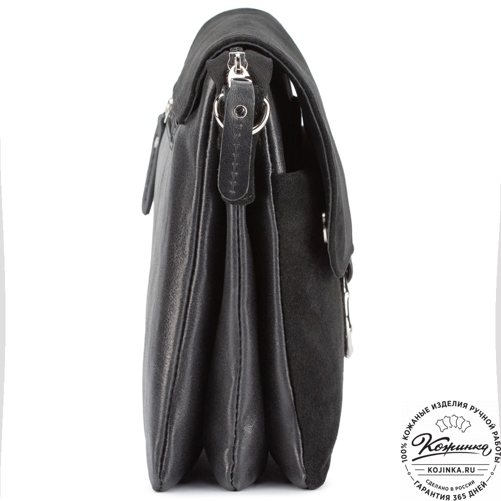 Женская сумка из кожи и замши  "Мишель" (чёрная)