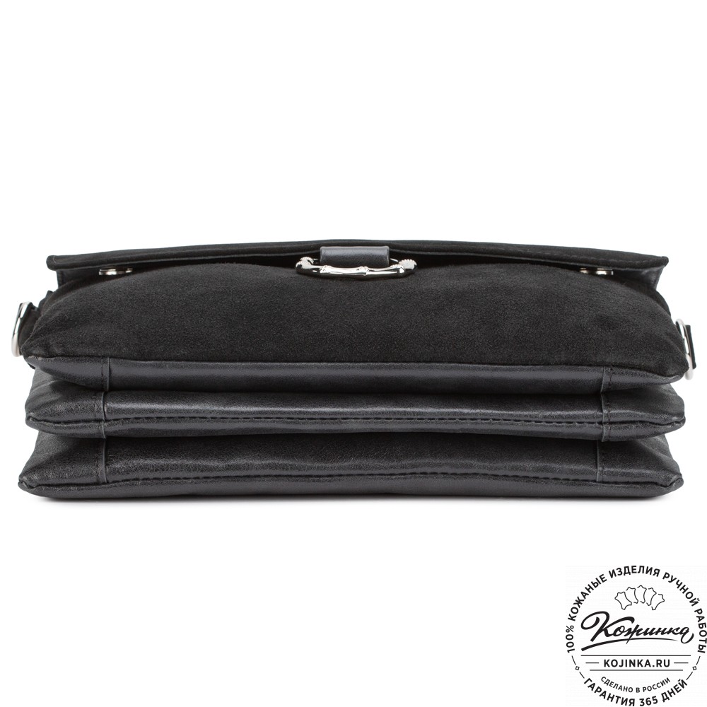 Женская сумка из кожи и замши  "Мишель" (чёрная)