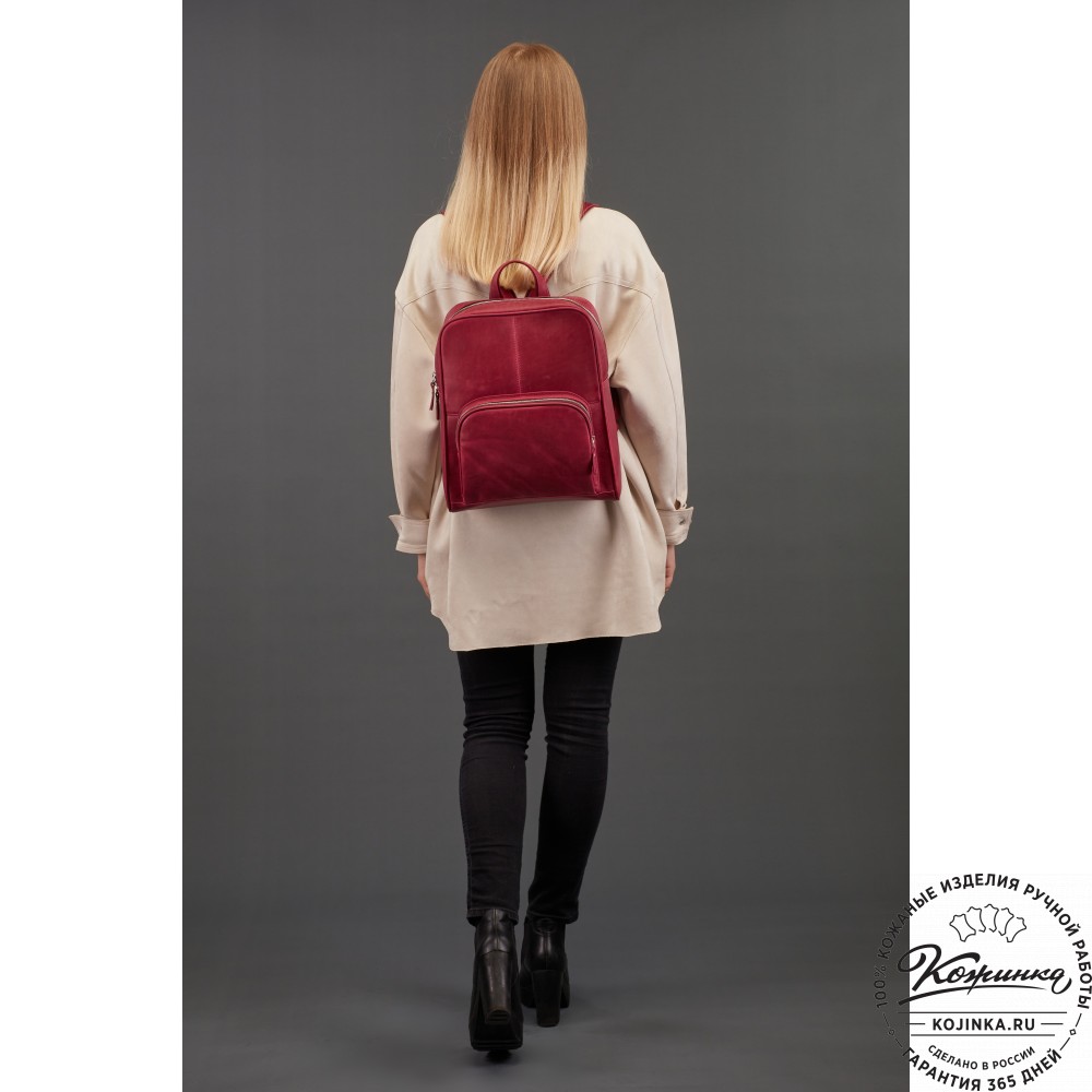 Кожаный рюкзак "Пандора" (хаки гладкая кожа)