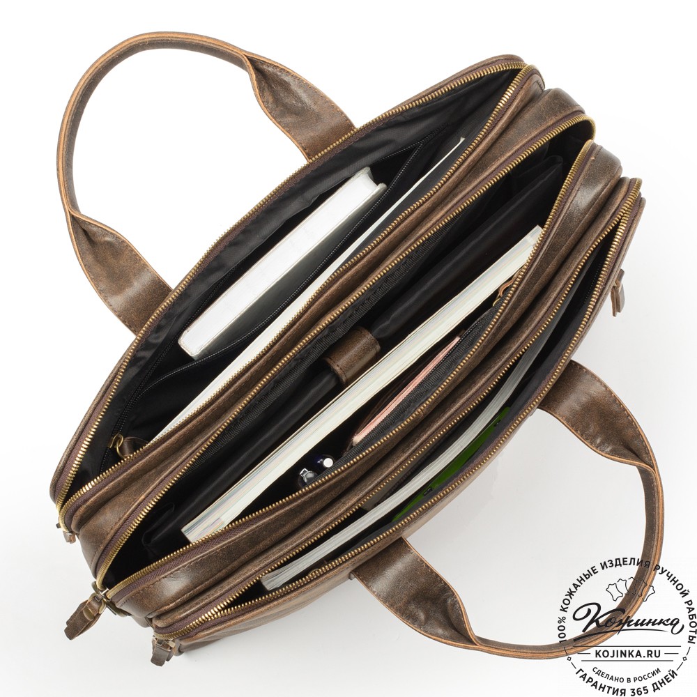 Кожаная деловая сумка "Густав" (коричневая наппа)