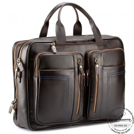 Кожаная деловая сумка "Максимилиан" (темно-коричневая)