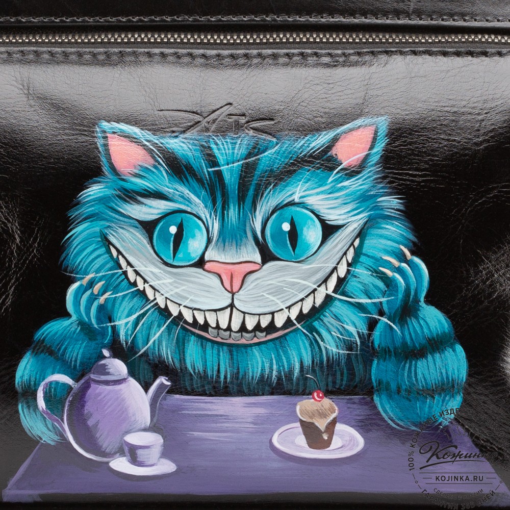Женская кожаная сумка "Орнелла" "Чешир за чаем" 