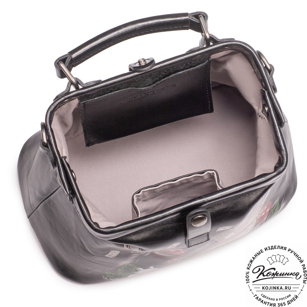 Сумка Фрейм "Алиса Грибы Часы" (чёрная)