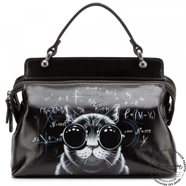 Женская кожаная сумка "Орнелла"  "Кот в очках" . фото 1