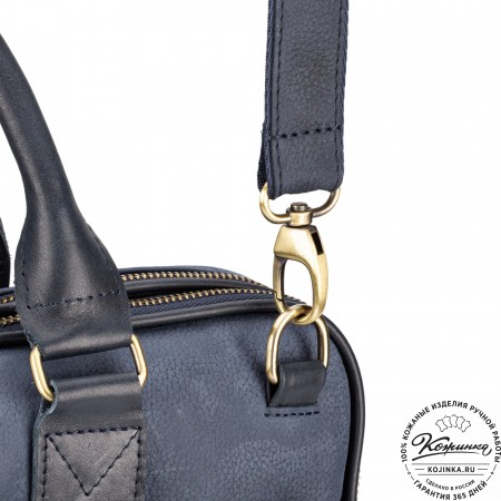 Деловая кожаная сумка "Рудольф" (синий крейзи фактура)