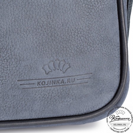 Деловая кожаная сумка "Рудольф" (синий крейзи фактура)