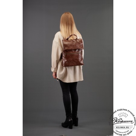  Женский кожаный рюкзак "Артемида" (хаки гладкая кожа)