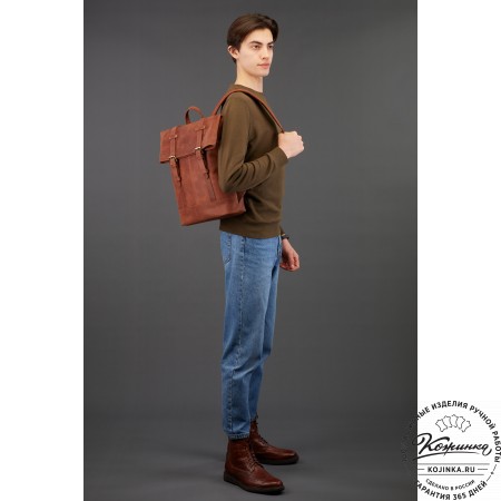  Кожаный рюкзак "Бэнжамин" (коричневый сиама) 