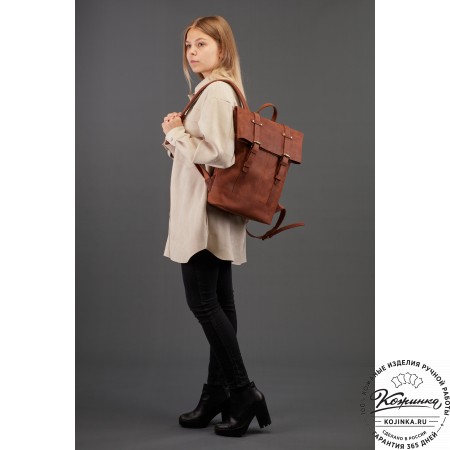  Кожаный рюкзак "Бэнжамин" (коричневый сиама) 