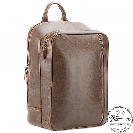 Кожаный рюкзак-сумка "Брюс" (коричневая наппа) 