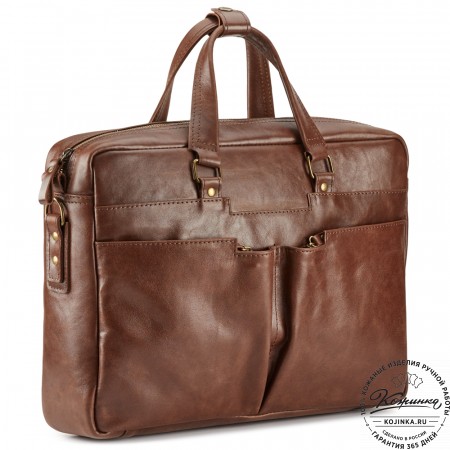 Кожаная деловая сумка "Хантер" (коричневая)