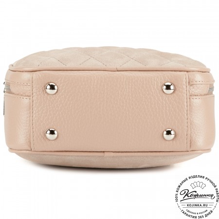 Женская кожаная сумка "Селин" (пудра)