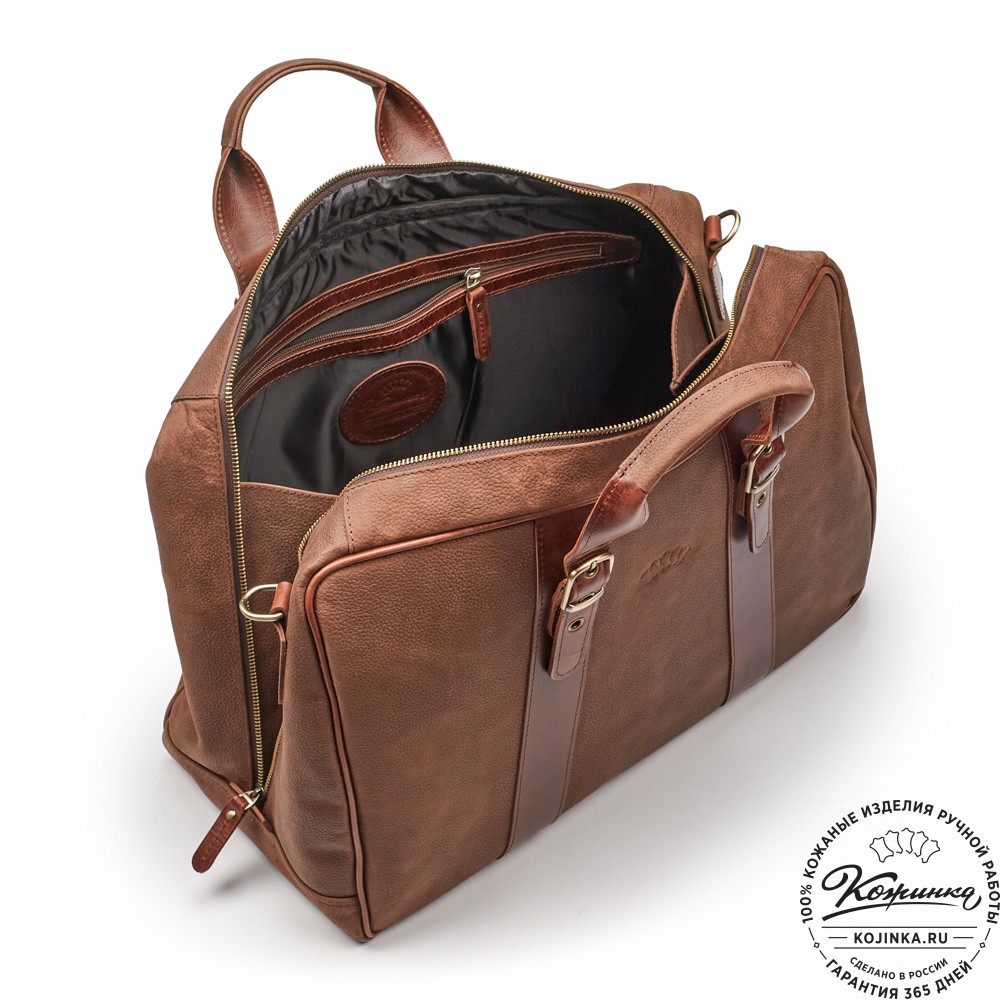 Кожаная дорожная сумка "Бристоль" (коричневая крейзи фактура)