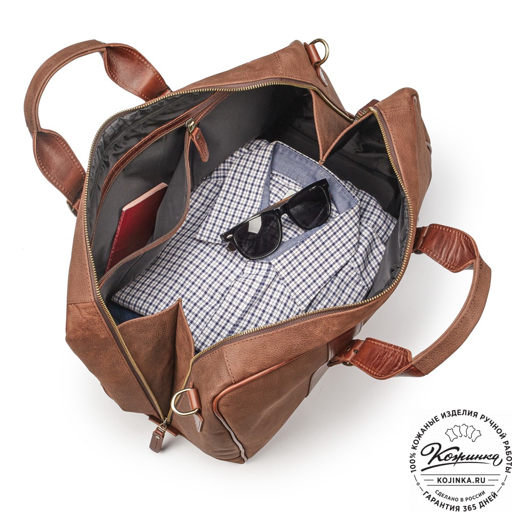 Кожаная дорожная сумка "Бристоль" (коричневая крейзи фактура)