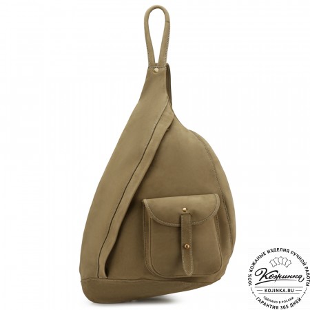 Кожаный рюкзак "Эль-Пасо" c карманом (оливковый)