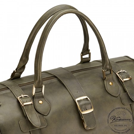 Кожаная дорожная сумка "Кордова" (хаки гладкая кожа)