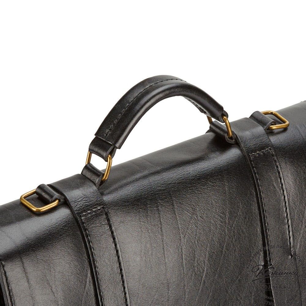 Деловой кожаный портфель "Сингл-Нью" (чёрный)