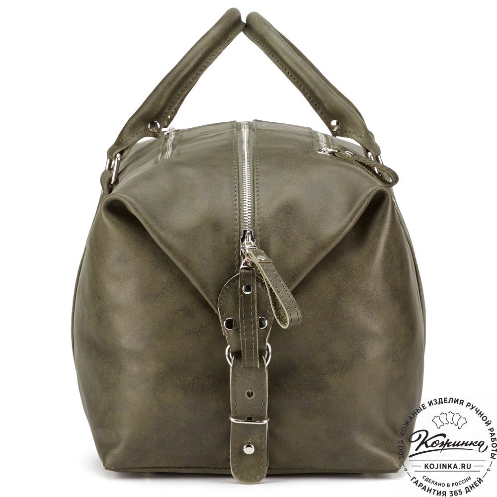 Кожаная дорожно-спортивная сумка Англия (хаки гладкая кожа)