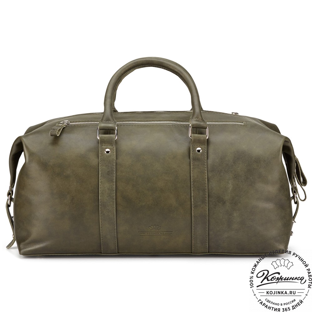 Кожаная дорожно-спортивная сумка Англия (хаки гладкая кожа)