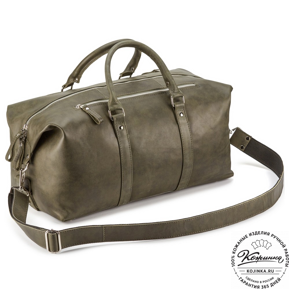 Кожаная дорожно-спортивная сумка Англия (хаки гладкая кожа)