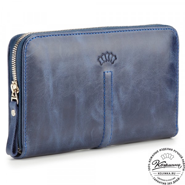 Кожаный клатч "Картер New" (синий антик) . фото 1