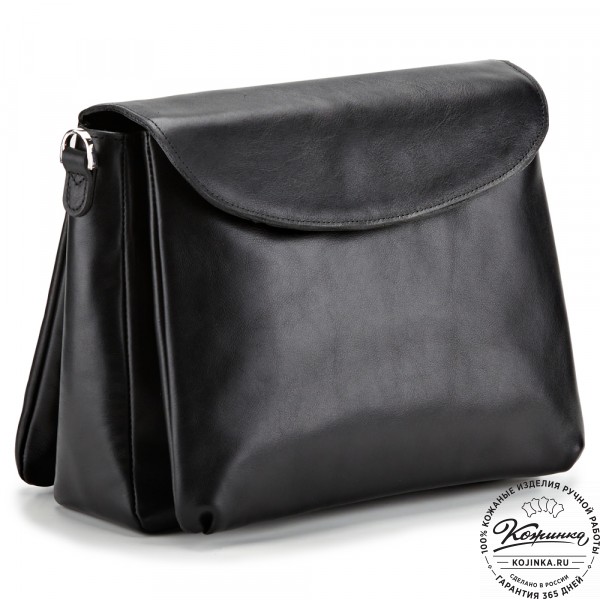 Кожаная женская сумка "Кейт" (чёрная). фото 1