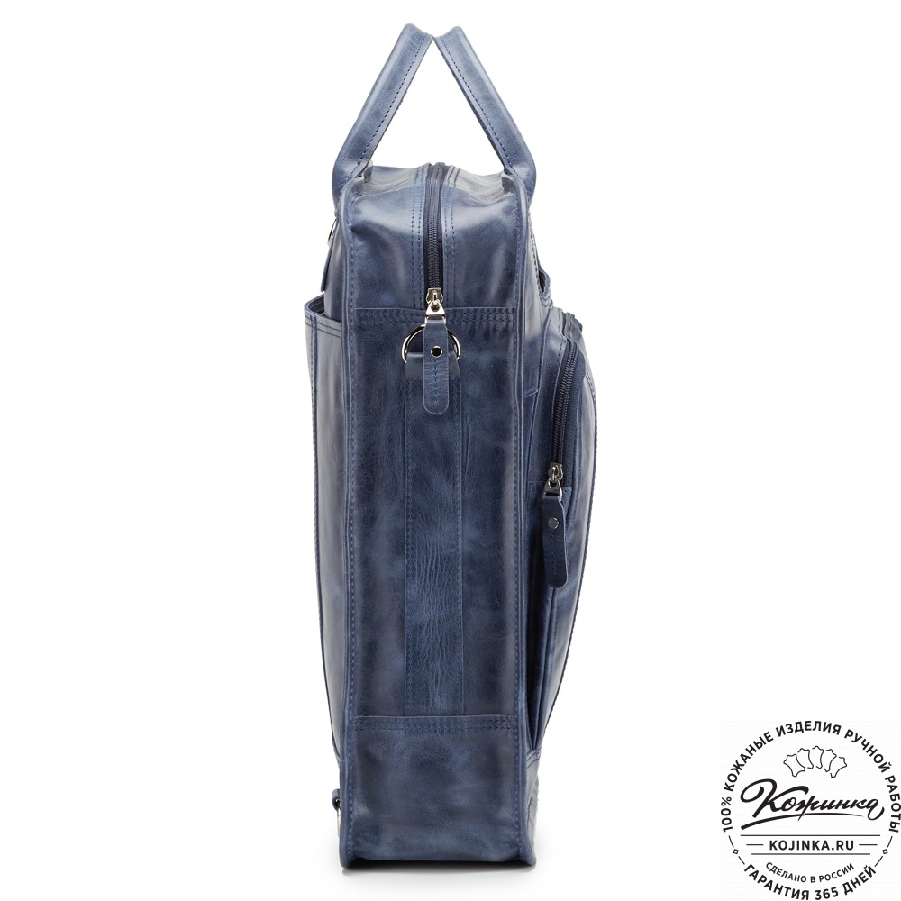 Кожаный рюкзак-сумка "Майкл" (синий антик)