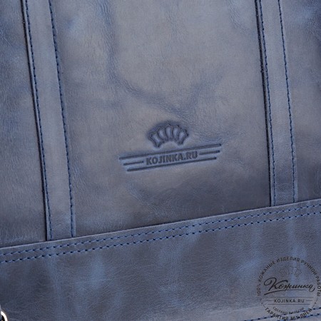 Кожаный рюкзак-сумка "Майкл" (синий антик)