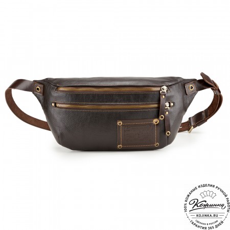 Кожаная нагрудная сумка "Мельбурн" (тёмно-коричневая)