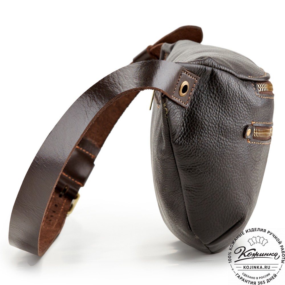 Кожаная нагрудная сумка "Мельбурн" (тёмно-коричневая)