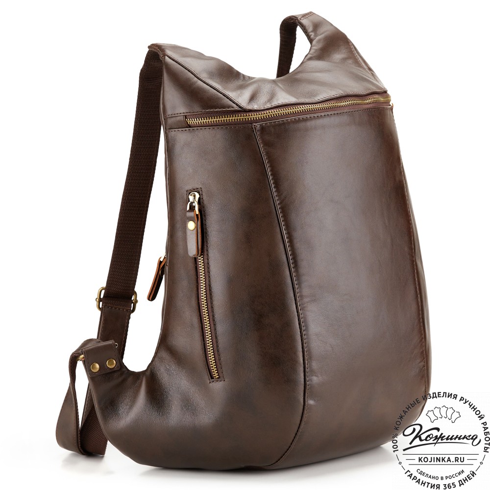 Кожаный рюкзак "Ургант" (коричневая гладкая кожа)