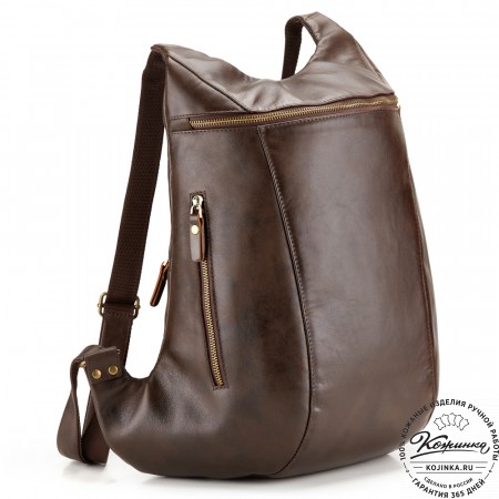 Кожаный рюкзак "Ургант" (коричневая гладкая кожа)