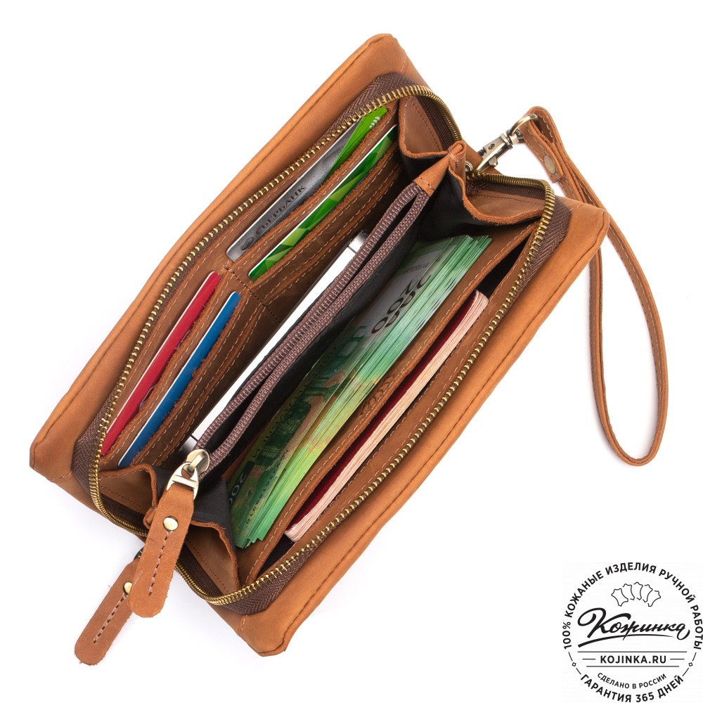 Кожаный клатч "Дарси" (коричневый крейзи)