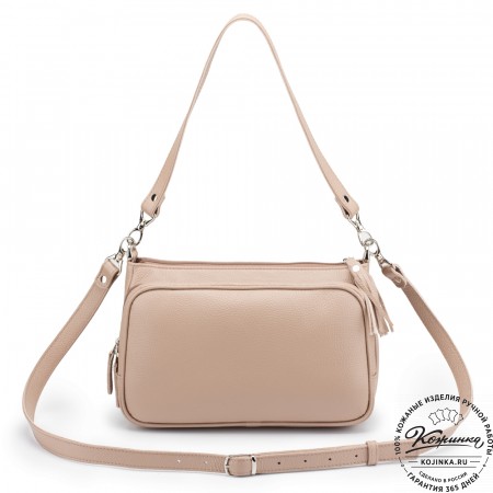 Женская кожаная сумка "Эмма" (бежевая)