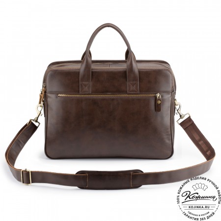 Кожаная деловая сумка "Густав" (коричневая гладкая кожа)