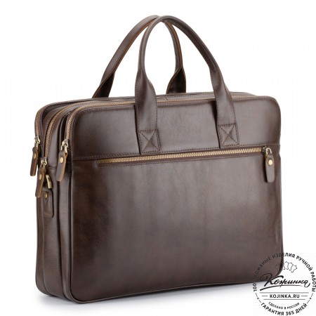 Кожаная деловая сумка "Густав" (коричневая гладкая кожа)