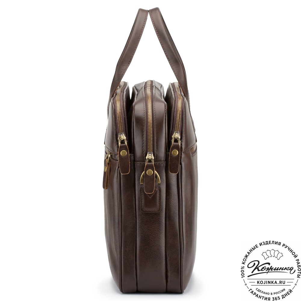 Кожаная деловая сумка "Густав" (коричневая гладкая кожа)