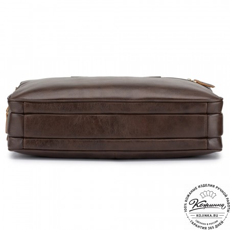 Кожаная деловая сумка "Густав" (коричневая гладкая кожа)