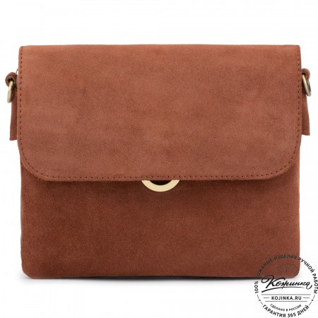 Женская сумка из кожи и замши  "Мишель мини" (коричневая)