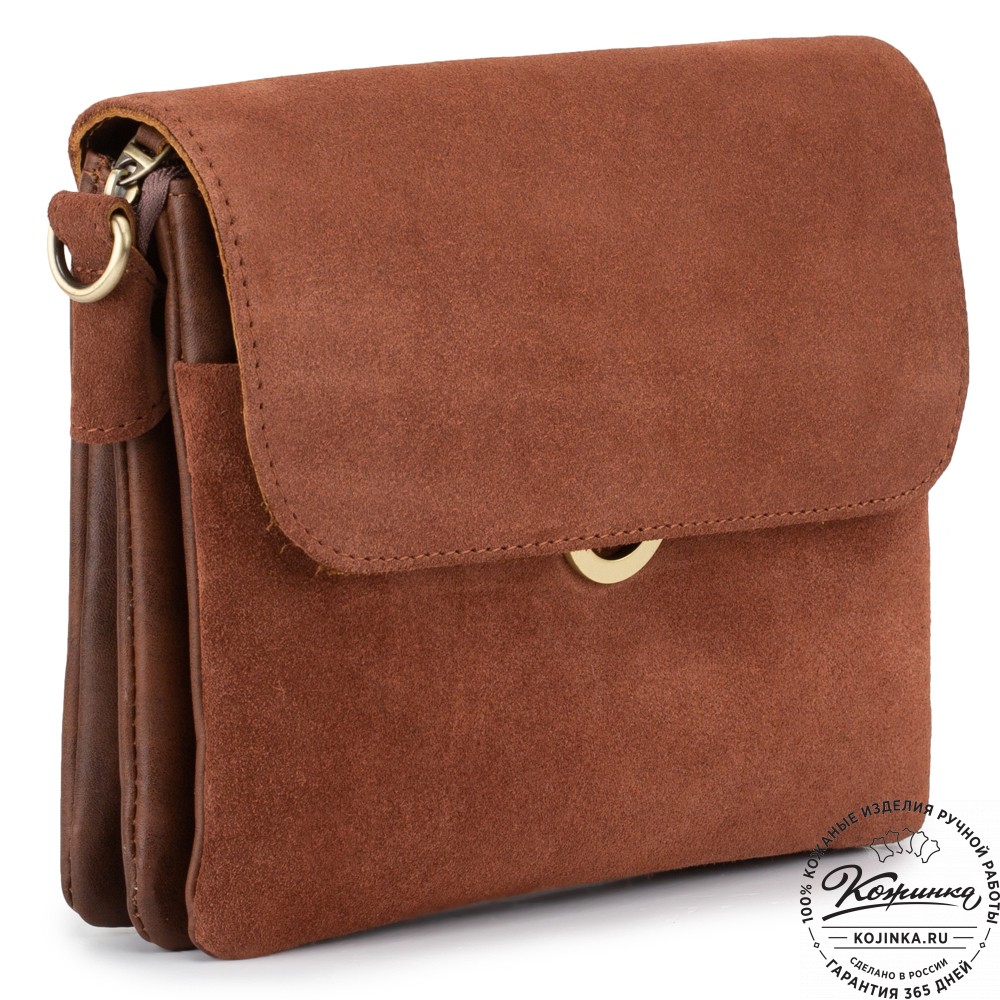 Женская сумка из кожи и замши  "Мишель мини" (коричневая)